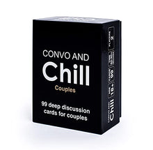 Load image into Gallery viewer, Convo and Chill Couples Edition - Very Deep Conversation Cards for Car Rides, Date Night, Dinner or Bed Time. Exciting Couples Card Game
