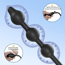 Load image into Gallery viewer, ERUN Silicone Anal Beads Expand Inflatable Anal Butt Plug with 3 Balls Detachable Needle Adjustable Size Adult Sex Toy for Gay Lesbian Couple Masturbation
