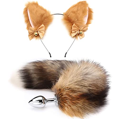AKStore Fox's Tail's Anal Butt Plug,Anal Tail Sex Toys, Sexual Show,SM Special Butt Plug Anal Stimulator for Women Suppositories Cospaly (Golden+Ear)