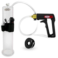LeLuv Maxi Black Penis Pump for Men Bundle with Soft Black TPR Seal 12 inch Length x 2.25 inch Vibrating Cylinder Diameter