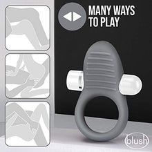 Load image into Gallery viewer, Blush Noje C1 - Rechargeable 10 Function Vibrating Puria Silicone Ultrasilk Smooth Cock Ring - Soft, Comfortable, Stretchy - Harder Erections - Pleasure Enhancing Sex Toy for Couples, Men - Slate
