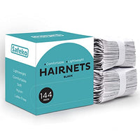 Hair Nets 144 PCS, Individually Wrapped, SAFEKO Lightweight Nylon Hairnets, Latex-Free | Black, X-Large (28