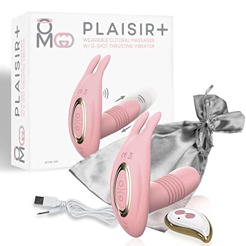 OMG Plaiser+ Rechargeable Silicone Remote Controlled Clitoral Massager with G-Spot Vibrating Thruster - Pink