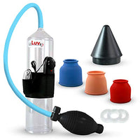 Bundle of 4 Items: Leluv Vibrating Easyop Bgrip Ball Handle Vacuum Pump with 3 Sleeves, Number 3 (.5 Inch) Tension Ring and Easy Loader Cone