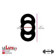 Load image into Gallery viewer, LeLuv Loop Handle Tension Rings Eyro Slippery Black Silicone Bundle with Easyop 2.25 inch Loader Cone .6 inch Unstretched Diameter 3 Pack
