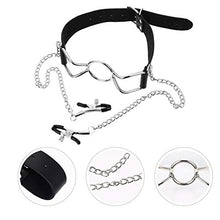 Load image into Gallery viewer, Rings Clamps Role Black Leash Stainless on Body with Dangle Toys Play Choker Clip Playing Stimulation M Lovers Metal Game
