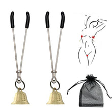 Load image into Gallery viewer, Nipple Clamps for Women, Non Piercing Breast Stimulation Clamps, Non Piercing Bells Metal Nipple Clamps, Breast Clip Toy, Nipple Clamps for Pleasure Sex (a)
