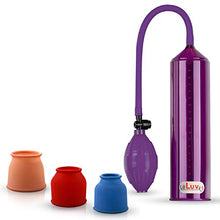 Load image into Gallery viewer, LeLuv Easyop Penis Pump Purple Bgrip Handle with 3 Sizes of Silicone Sleeves | 8 Inch Insertable-Length by 2.25 Inch Diameter Cylinder
