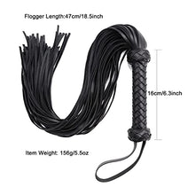 Load image into Gallery viewer, VENESUN Bondage Spanking Flogger, 25inch Faux Leather Whips for Adult BDSM Play, Black
