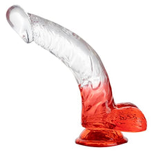 Load image into Gallery viewer, FST Realistic Dildo Curved Shaft G-spot Stimulation Penis with Strong Suction Cup Testis and Veins Design for Sensitive Point Sex Stimulation for Woman Man Masturbation Adult Toy (Red)
