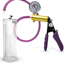 Load image into Gallery viewer, LeLuv Ultima Purple Premium Penis Pump with Ergonomic Grips and Silicone Hose, Gauge | 9&quot; x 3.00&quot; Cylinder Diameter
