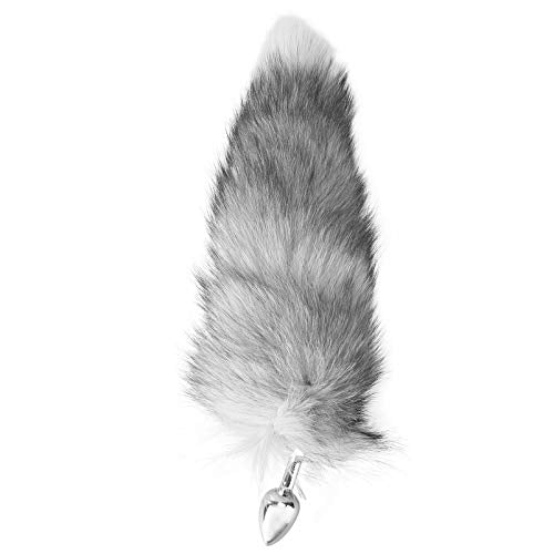 Holibanna Fox Tail Plug Anal Plug Trainer Metal Butt Plugs Fox Tail Anal Beads Prostate Massager Adult Pleasure for Adults Lovers Couples Silver Butt Plug Tail