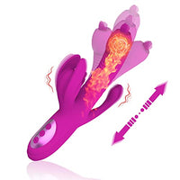 Rabbit Vibrator for Women, PUWCBZE G Spot Dildo Vibrator with 10 Powerful Vibrations & 8 Thrusting Tongue Licking, Adult Sex Toys for Couple