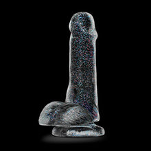 Load image into Gallery viewer, Blush - 6 inch Glitter Dildo - Soft Pliable Realistic Small 1.4&quot; Wide - Strap On Compatible Suction Cup for Hands Free Play - Female Male Adult Sex Toy for Couples Women Men - Sparkling Clear
