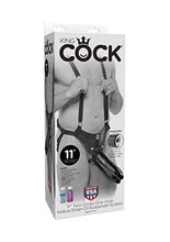 Load image into Gallery viewer, Pipedream Products King Cock 11&quot; Two Cocks One Hole Hollow Strap-on Suspender System, Black, 38.6 Lb
