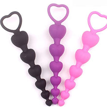 Load image into Gallery viewer, Heart Beads Soft Anal Plug Anus Toys Big Balls Silicone G-Spot Stimulating Butt Plugs Adult Couple (Color : S22-purple)
