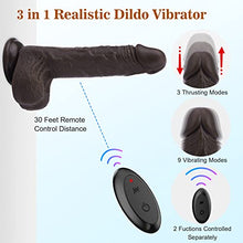 Load image into Gallery viewer, 8.5 Inch Thrusting Realistic Dildo for Women with 3 Telescopic Speeds 9 Vibration Modes Independently Remote Control, Vibrator for G Spot Clitoral Anal Stimulation Huge Penis Adult Sex Toy (Black)
