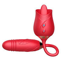 Premium Silicone Female Rose Sex Stimulator - Female Rose Sex Sucker Vibrator Sex Toys, Rose Adult Toys, G-Spot Vibrator Dildo Clitoral Nipple Stimulator for Women (red)