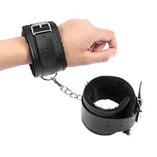 Load image into Gallery viewer, SOIMISSAdjustable PU Leather Plush Handcuffs Restraining Toy Adult Bondage Pleasure Toy (Black Feet Cuffs)
