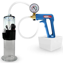 Load image into Gallery viewer, LeLuv Maxi Blue Vibrating Penis Pump Vacuum Gauge 9 inch Length - 2.25 inch Diameter Wide Flange Cylinder
