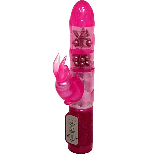 OptiSex Thick Advanced Dual Rotation Shaft Rabbit Vibrator Sex Toy,10 Inch, Pink
