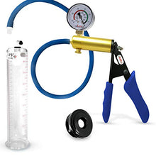 Load image into Gallery viewer, Vacuum Penis Pump Ergonomic Silicone Grip, Uncollapsable Hose LeLuv Ultima Blue Premium with Gauge + TPR Sleeve 9&quot; x 1.75&quot; Diameter
