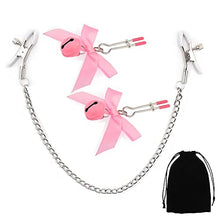 Load image into Gallery viewer, Nipple Clamps with Chain &amp; Bow-Knot, Nipple Clips with Chain, Nipple Clamps Non Piercing, Female Sex Pleasure Devices Womens Toys (C)
