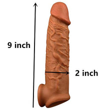 Load image into Gallery viewer, MISSOX 9&quot; Thick Coffee Color Extra Large Male Girth Enlarger Massage Extender Silicone Sleeve for Couple
