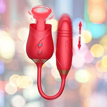 Load image into Gallery viewer, Rose Sex Stimulator for Women - 3 in 1 Clitoral Stimulator Tongue Licking Thrusting Dildo Vibrator, Rose Adult Sex Toys Games, Clitoris Nipple Licker for Women Man Couple Red
