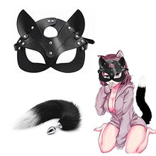 Load image into Gallery viewer, LSCZSLYH Accessories for Woman Cosplay Fox Mask Tail Anal Plug Metal Anus Butt Plug Mask Half Cat Mask Party Sexy Adult Mask Game Masks BDSM (Color : Stainless Yellow2)
