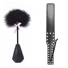 Load image into Gallery viewer, 2 Bondage Set Under The Bed Restraints System Bondage SM Sex Toy Feather Whip Feather Tickler Leather Paddle Hand Slapper Spanking Paddle Couples Role Game Play Fancy Dress Up Costume
