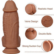 Load image into Gallery viewer, Double Layer Realistic Dildo Silicone Material No Any Smell Huge Penis Big Dick Large Cock Dong Strong Suction Cup 2 Balls G-spot Adult Sex Toys (8.3 Inch)
