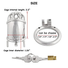 Load image into Gallery viewer, Jefisry Chasity Cage for Men Metal Chastity Device Breathable Male Abstinence Chastity Lock Cock Cage Penis Cage Prevent Erection Toy J1740 40mm Silver Grey
