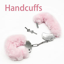 Load image into Gallery viewer, LANWAN Sleeping Mask Steel Handcuffs with 2 Keys Plush Handcuffs Double Lock for Sport Durable Cuffs Kit (Pink)
