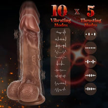 Load image into Gallery viewer, 8.5&#39;&#39; Thrusting Dildo G Spot Vibrator, Heated Realistic Dildo with 5 Powerful Telescopic &amp; 10 Vibrating Modes Clitoral Anal Stimulator Rechargeable Silicone Penis Sex Toy for Women Couple Brown
