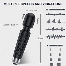 Load image into Gallery viewer, HISIONLEE Vibrator Personal Rechargeable Mini Vibrate Sex Wand Massage 8 Powerful Speeds 20 Vibration Modes Adult for Female Sex Toy Massage (Black)
