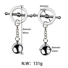 Load image into Gallery viewer, MONEYN 1 Pair Stainless Steel Nipple Clamps, Adjustable Nipple Clamps with Weight Ball, Non-Piercing Nipple Rings, Breast Clips Nipple Jewelry for Women Men Pleasure Sex (C)
