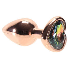 Load image into Gallery viewer, Rear Assets Anal Butt Plug - Rose Gold- Small - Heart-Shaped (Rainbow Jewel)
