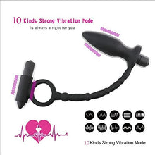 Load image into Gallery viewer, ERUN Anal Vibrator with Thick Penis Ring Cock Ring Anal 10 Vibrator Strong Vibration Medical Silicone Double Prostate Massager with Cock Ring Adult Male Sex Toys for Men
