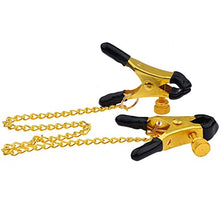 Load image into Gallery viewer, Adjustable Nipple Clamps with Gold Metal Chain, Nipple Clamps Non Piercing, Nipple Clips Clamps, Nipple Toys for Own Use or Couple Flirting (Gold-A)
