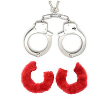 Load image into Gallery viewer, JASINCESS Plush Handcuffs with Keys Toy Handcuffs Stage Costume Props (Red)
