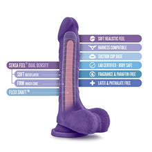 Load image into Gallery viewer, Blush Au Naturel Bold Thrill 8.5 Inch Super Soft Realistic Sensa Feel Dual Density Flexishaft Dildo - Sex Toy for Women, Men and Couples - Purple
