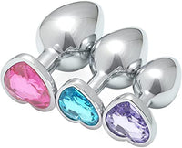 AKStore 3 Pcs Luxury Jewelry Design Fetish Heart Metal Anal Butt Plug(Mixed-1)