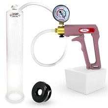 Load image into Gallery viewer, LeLuv Maxi Purple Handle Plus Vacuum Gauge Penis Pump Bundle with Soft Black TPR Seal 12 inch x 2.125 inch Cylinder
