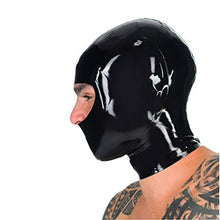 Load image into Gallery viewer, Sexy Latex Head Cover Black leather Latex HeadMask Latex Hood for Party Club Wear Role Play ,Zipper Open
