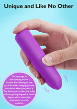 Load image into Gallery viewer, Small Bullet Vibrator for Women: Waterproof Mini Clit Vibrator with 10 Modes, Full Silicone Vibrating Finger Massager for G Spot Nipple, Female Rechargeable Lipstick Vibe Sex Toy, Purple
