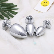 Load image into Gallery viewer, 3Pcs Set Luxury Metal Butt Toys Heart Shaped Anal Trainer Jewel Butt Plug Kit S&amp;M Adult Gay Anal Plugs Woman Men Sex Gifts Things for Beginners Couples Large/Medium/Small-Blue
