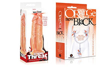 Load image into Gallery viewer, Sexy Gift Set of Massive Triple Threat 3 Cock Dildo and Icon Brands Orange is The New Black, Triple Your Pleasure Clamps &amp; Chain
