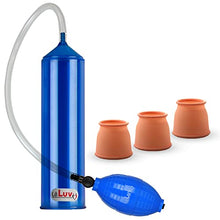 Load image into Gallery viewer, 2.25&quot;x9&quot; EasyOp Good Bgrip Blue Ball Grip with Clear Graduated Cylinder/Clear Collapse-Resistant Hose Penis Pump with 3 Silicone Large Sleeves
