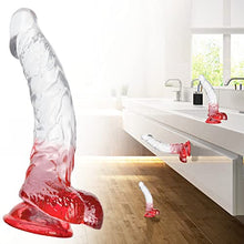 Load image into Gallery viewer, FST Realistic Dildo Curved Shaft G-spot Stimulation Penis with Strong Suction Cup Testis and Veins Design for Sensitive Point Sex Stimulation for Woman Man Masturbation Adult Toy (Red)
